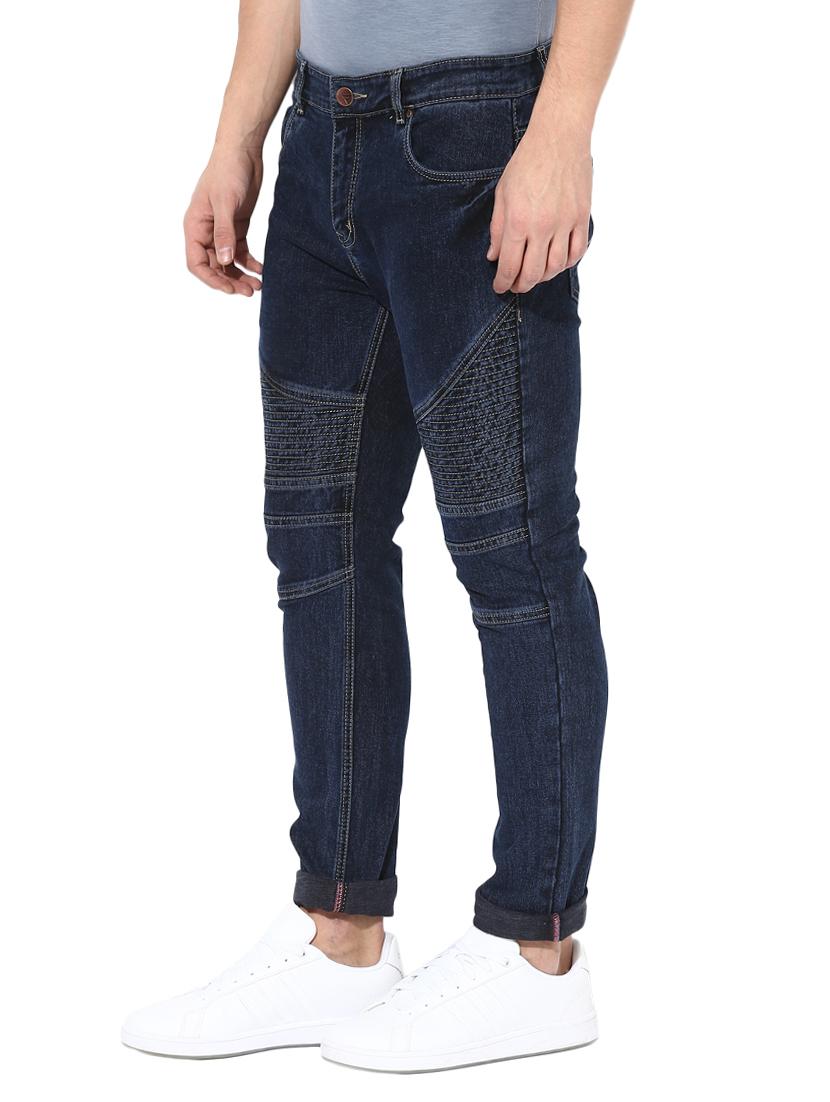 blue cotton blend biker jeans - 14433209 - Zoom Image - 2