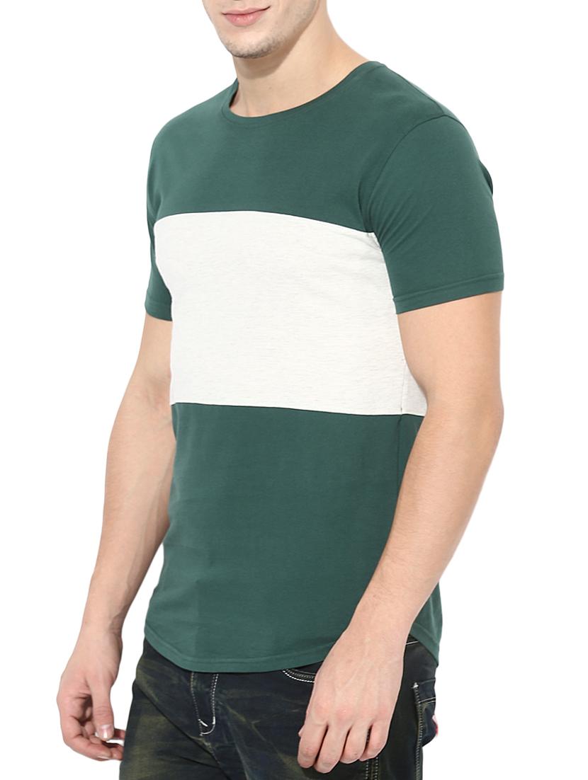 green cotton color block t-shirt - 14433267 - Zoom Image - 2