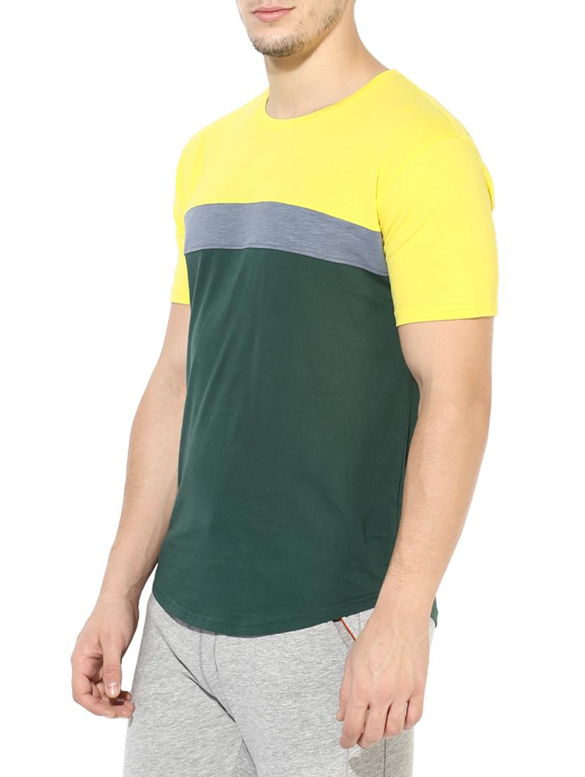 green cotton color block t-shirt - 14433270 - Zoom Image - 2