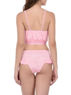 pink solid nightwear set - 14433551 - Standard Image - 5