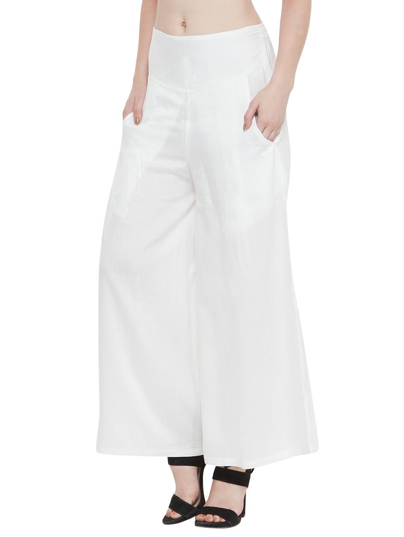 white rayon palazzos - 14433576 - Zoom Image - 2