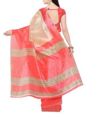 beige cotton silk printed saree with blouse - 14433812 - Standard Image - 2