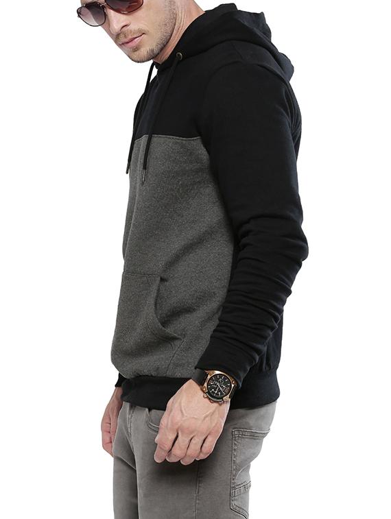 black cotton color block sweatshirt - 14435180 - Zoom Image - 2
