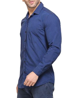 blue cotton casual shirt - 14435311 - Standard Image - 2