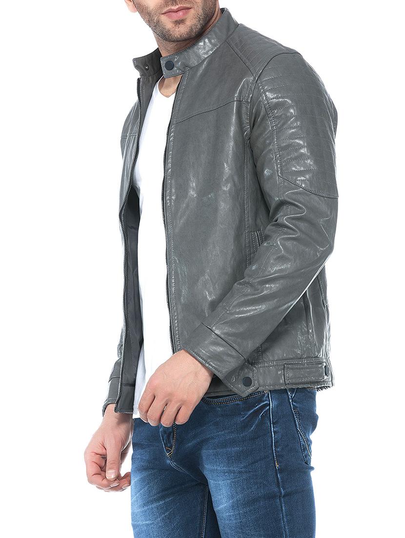 grey faux leather biker jacket - 14435419 - Zoom Image - 2