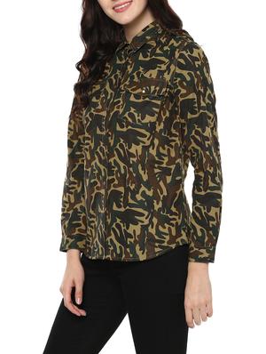 green printed cotton shirt - 14438575 - Standard Image - 2