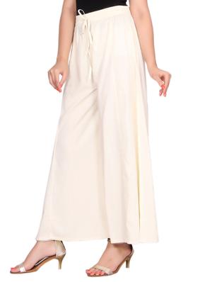 beige rayon palazzos - 14439211 - Standard Image - 2