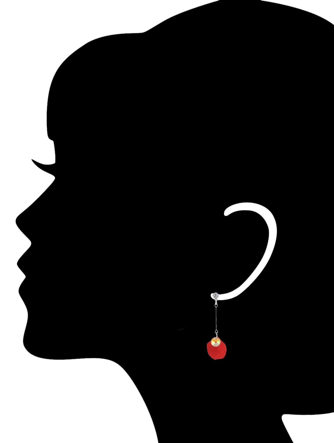 red plastic drop(set of 2) earrings - 14439246 - Zoom Image - 2