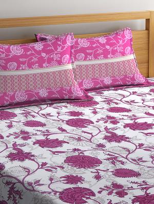Cotton Bed Sheets For 140 TC Double Bed With 2 Pillow Covers - 14444917 - Standard Image - 2