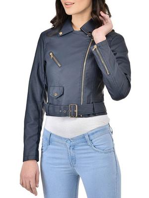 navy blue leatherette jacket - 14453386 - Standard Image - 2
