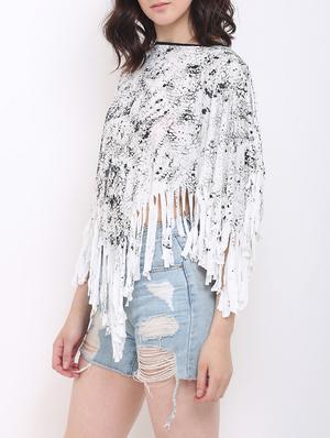 white asymmetrical summer poncho - 14453759 - Standard Image - 2
