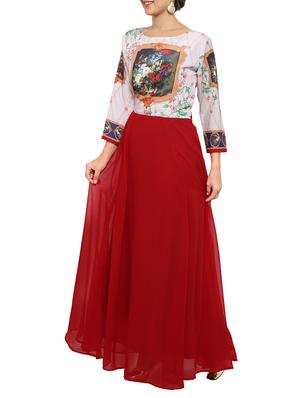 red georgette fit & flare gown - 14454227 - Standard Image - 2