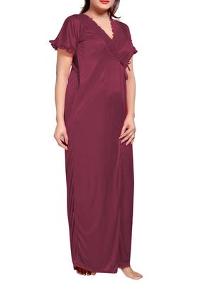 purple colored robe & nighty set - 14455174 - Standard Image - 8