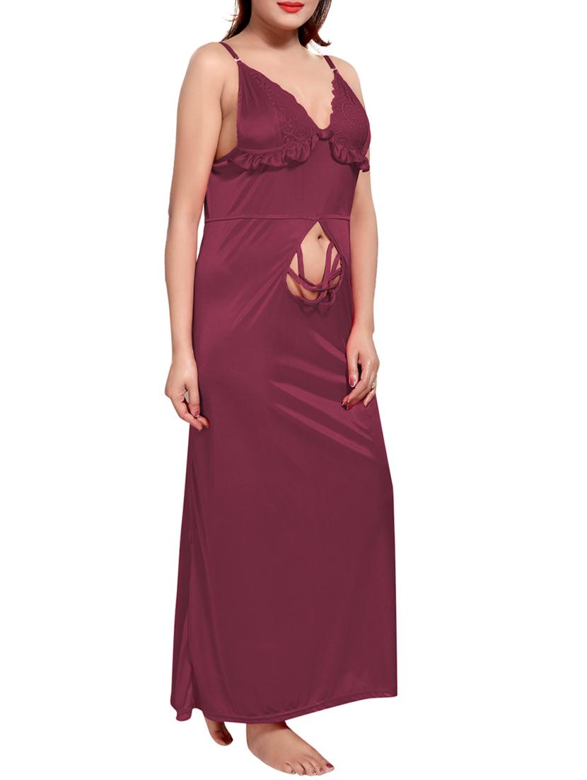purple colored robe & nighty set - 14455174 - Zoom Image - 5