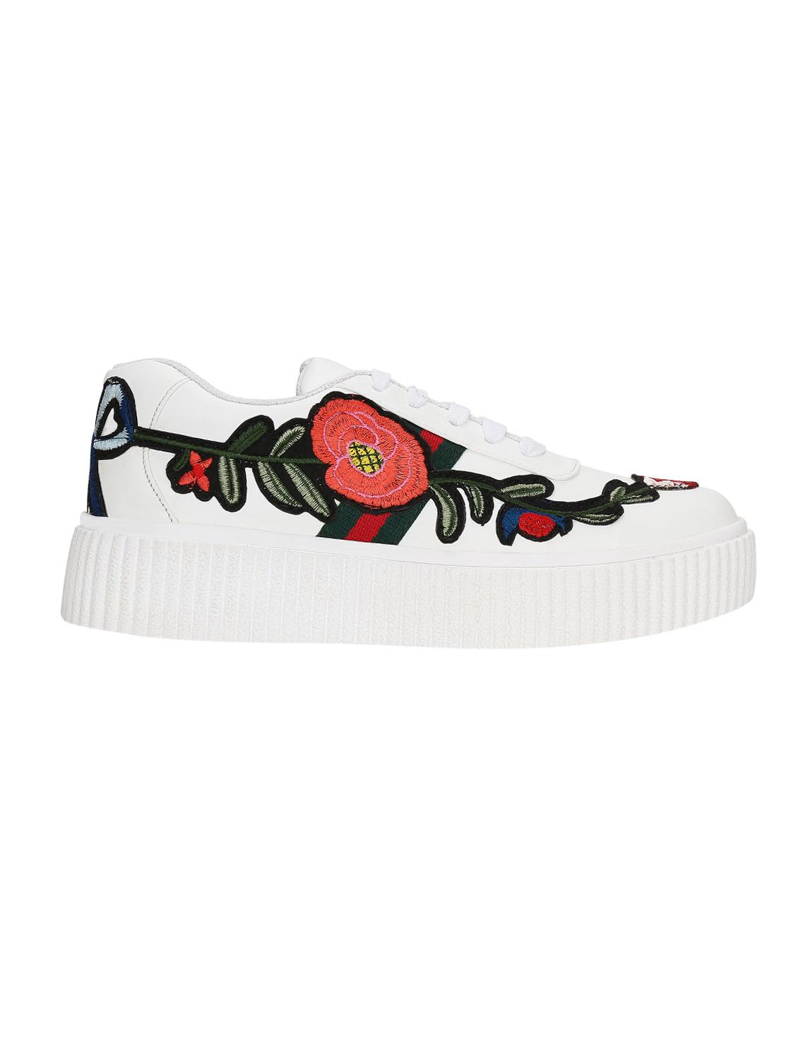 white faux leather plimsolls sneakers - 14457872 - Zoom Image - 2