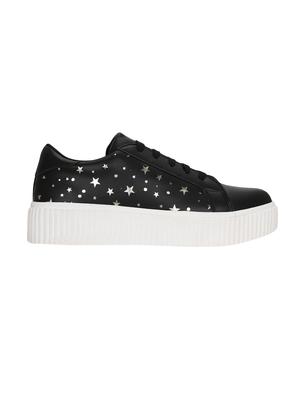 black faux leather laceup sneakers - 14457884 - Standard Image - 2