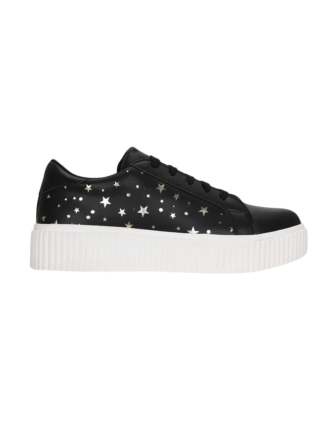black faux leather laceup sneakers - 14457884 - Zoom Image - 2