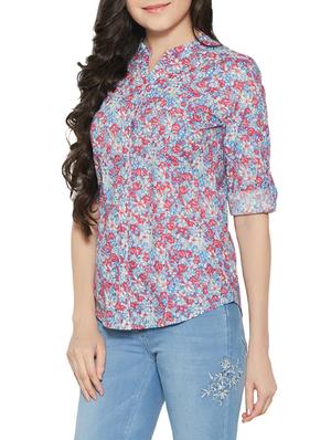 roll-up sleeved floral shirt - 14458237 - Standard Image - 2
