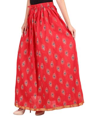 red rayon flared skirt - 14458917 - Standard Image - 2