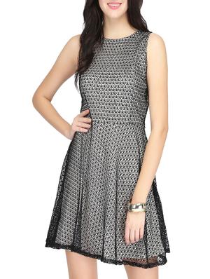 net overlay fit & flare dress - 14459878 - Standard Image - 2