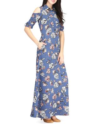Blue printed maxi dress - 14459892 - Standard Image - 2