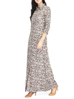 Beige printed maxi dress - 14459910 - Standard Image - 2
