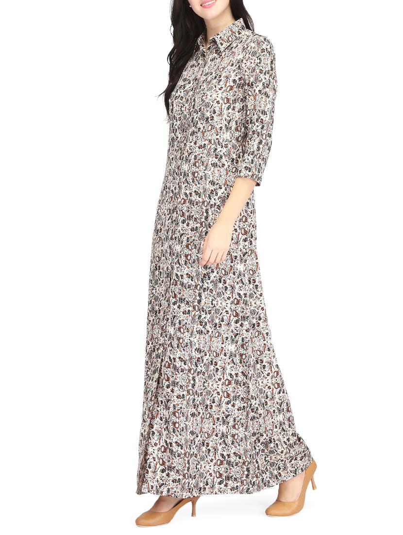 Beige printed maxi dress - 14459910 - Zoom Image - 2