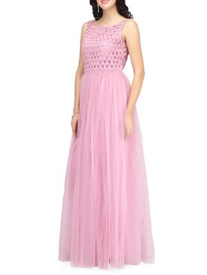 lace panel gathered gown - 14459918 - Standard Image - 2