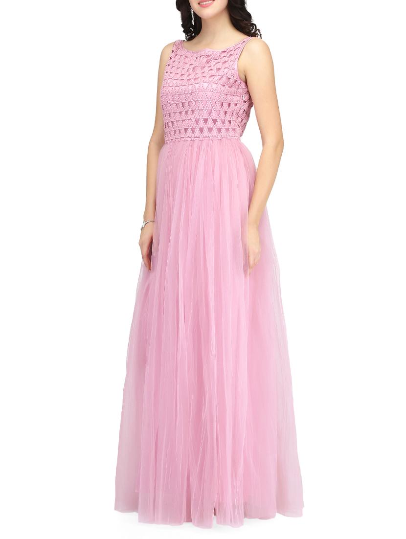 lace panel gathered gown - 14459918 - Zoom Image - 2