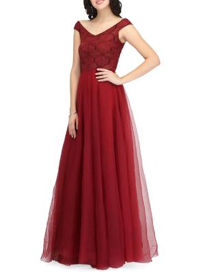 off shoulder lace detail gown - 14459921 - Standard Image - 2