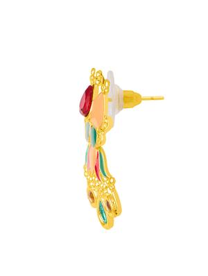 gold metal meenakari earrings - 14460523 - Standard Image - 2