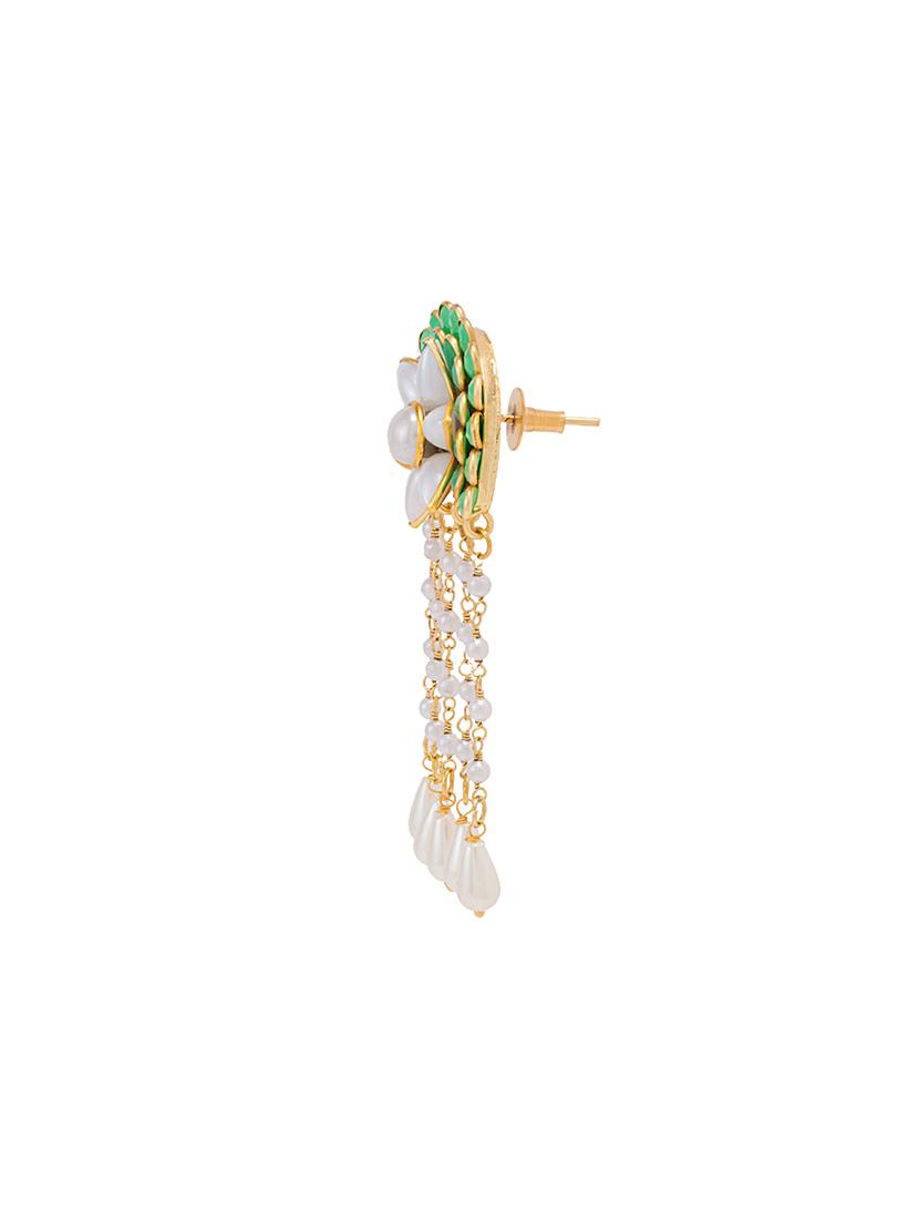 gold brass drop earrings - 14461450 - Zoom Image - 2