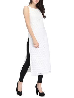 white net straight kurta - 14461862 - Standard Image - 2