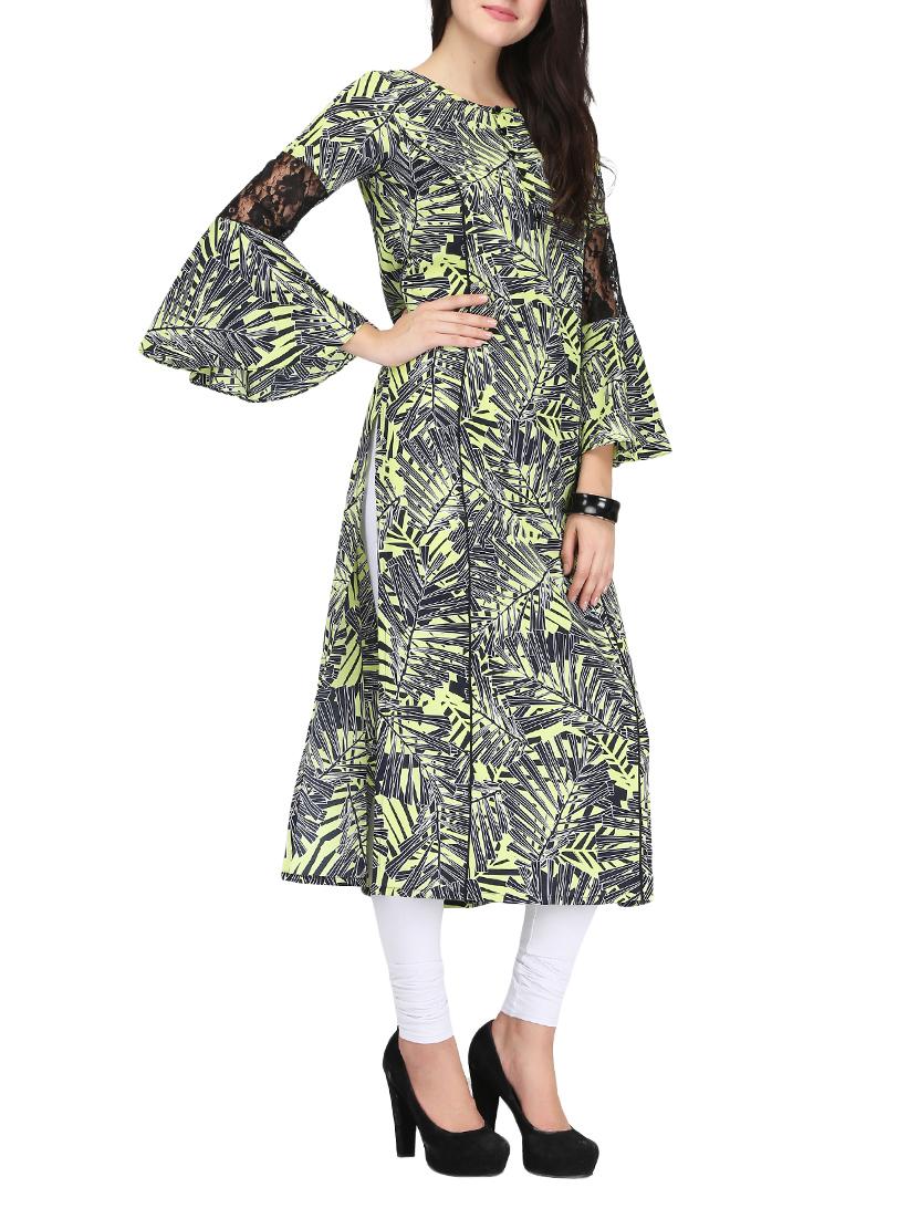 blue georgette straight kurta - 14461890 - Zoom Image - 2
