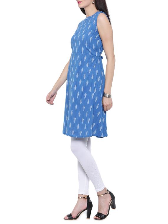 blue cotton a-line kurta - 14462366 - Zoom Image - 2