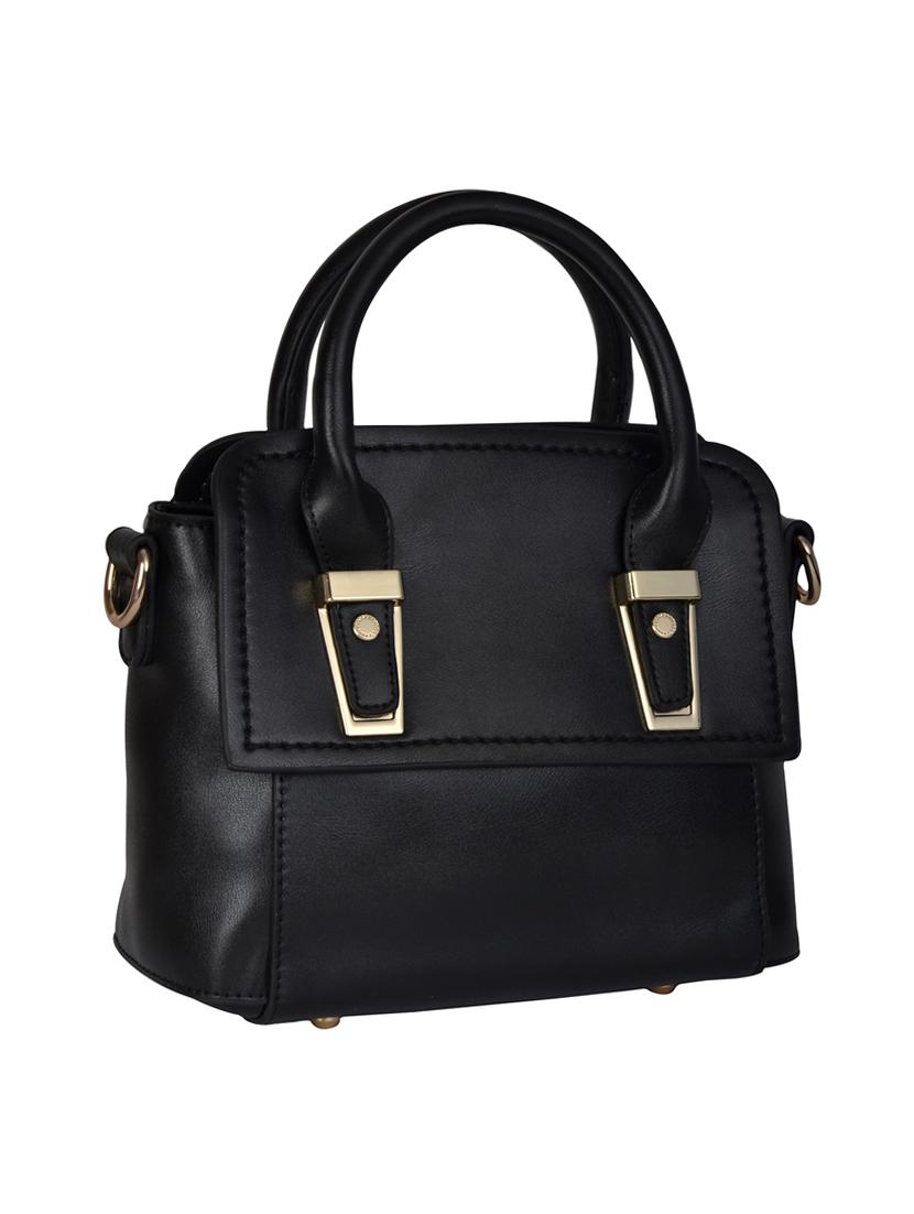 black leatherette regular handbag - 14464076 - Zoom Image - 2