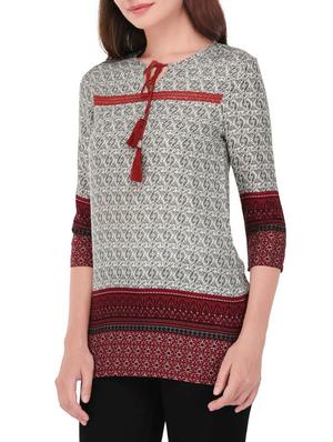 Grey rayon Printed Tunic - 14464353 - Standard Image - 2