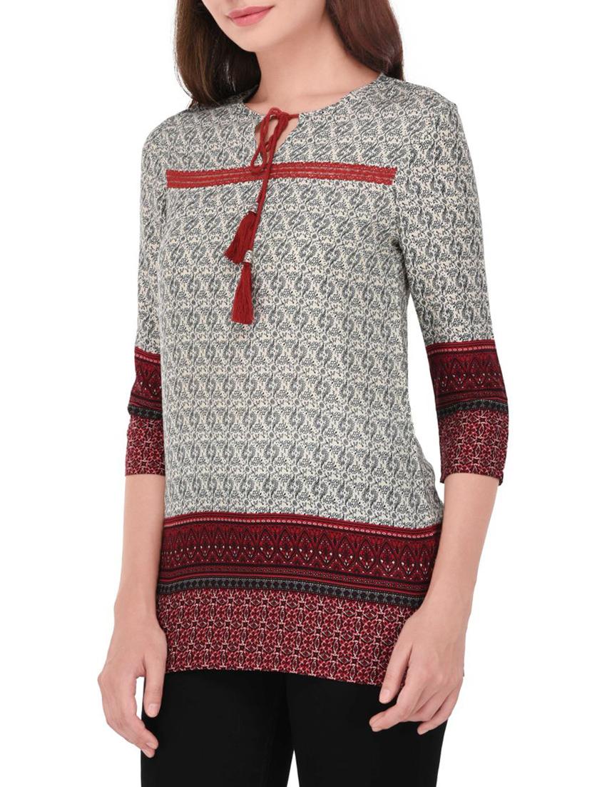 Grey rayon Printed Tunic - 14464353 - Zoom Image - 2