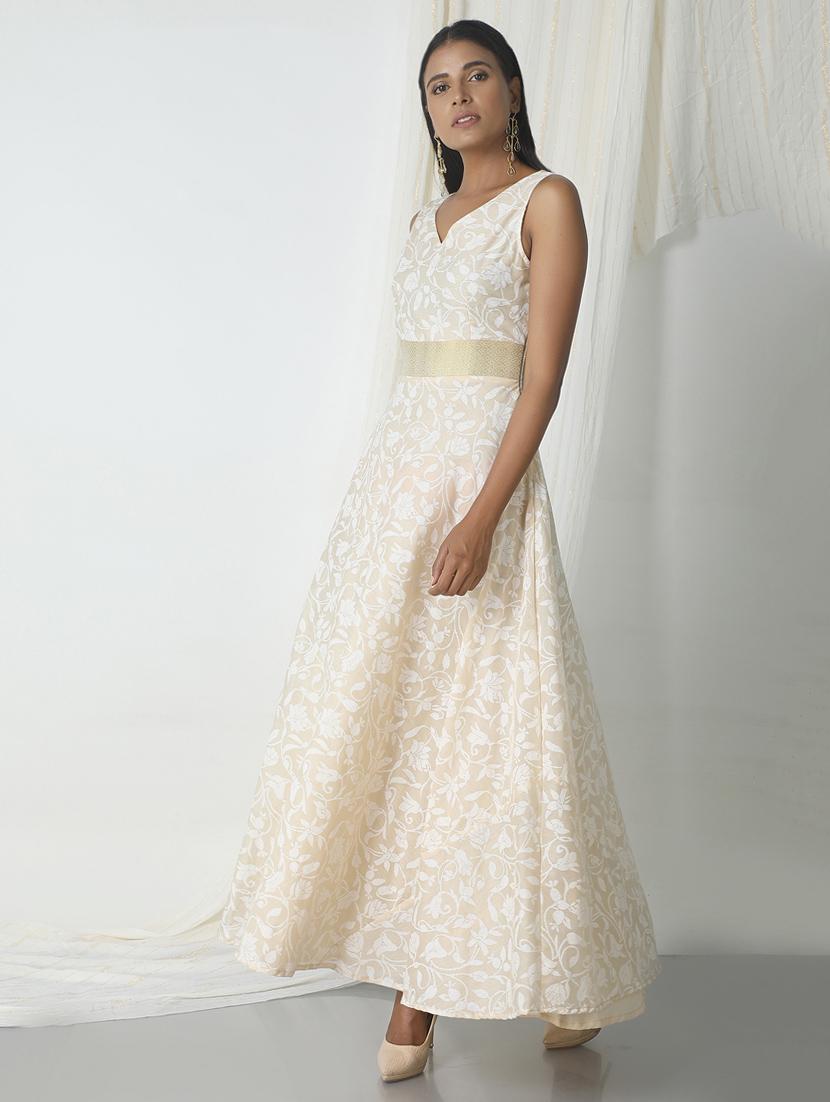 Ivory self floral dress - 14465993 - Zoom Image - 2