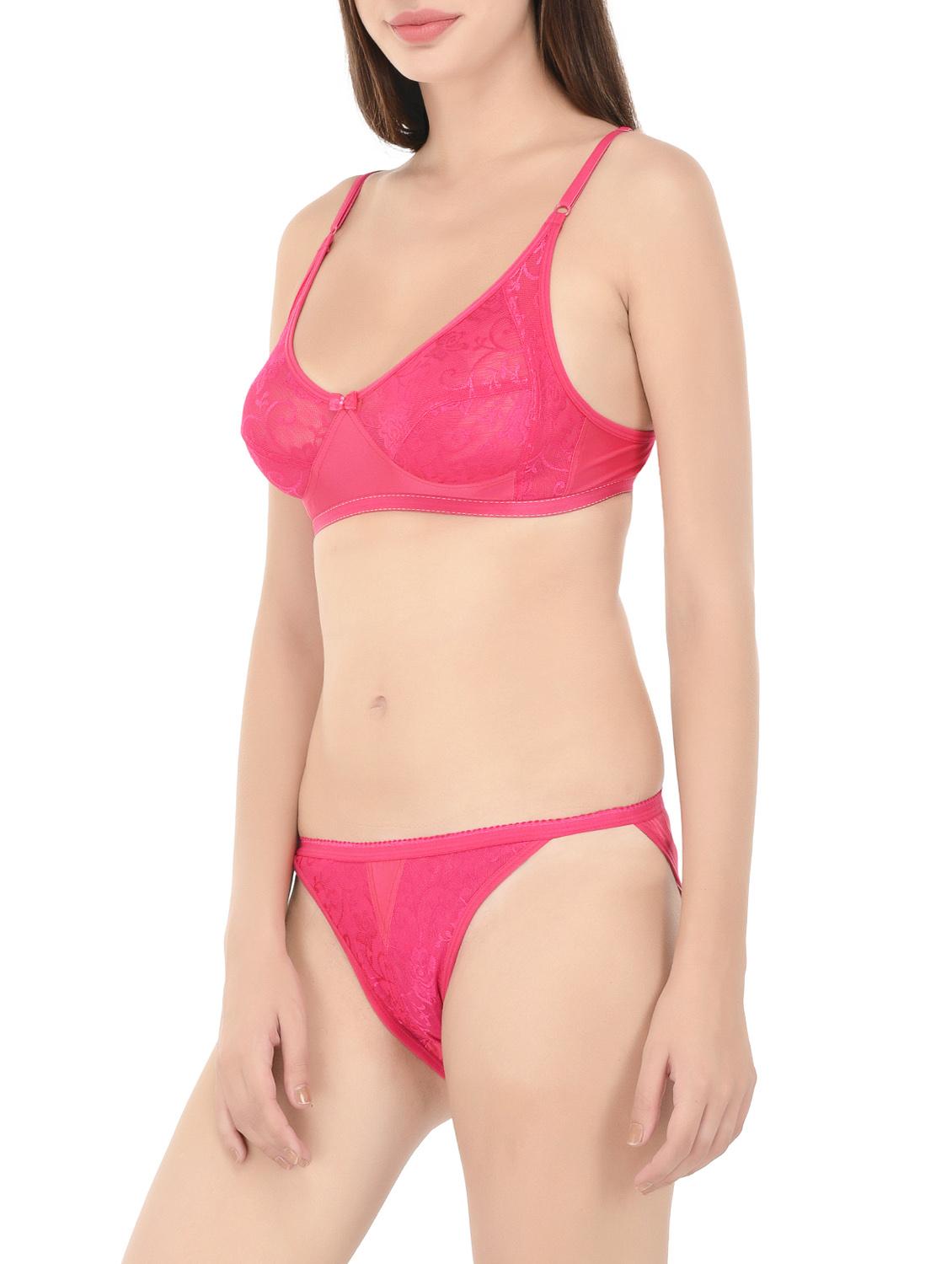 pink cotton bras and panty set - 14467641 - Zoom Image - 2