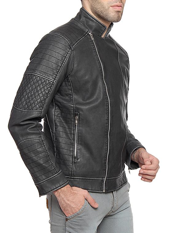 black leatherette biker jacket - 14467834 - Zoom Image - 2