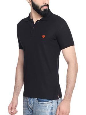 black cotton collared t-shirt - 14467887 - Standard Image - 2