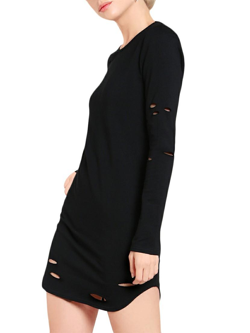 cutout detail distressed dress - 14469180 - Zoom Image - 2