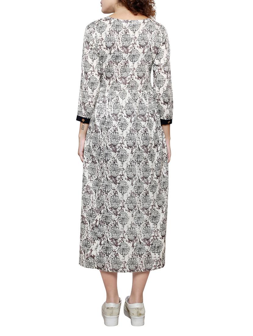 Grey cotton a-line kurta - 14469834 - Zoom Image - 2