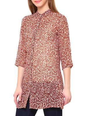 Brown printed tunic - 14469920 - Standard Image - 2