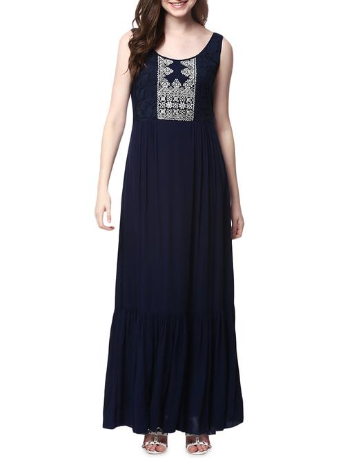 blue embroidered maxi dress - 14470272 - Standard Image - 1