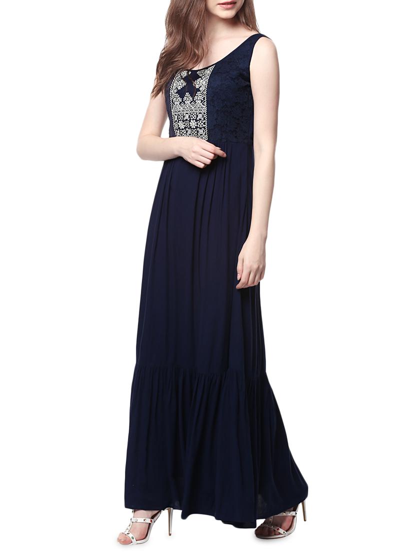 blue embroidered maxi dress - 14470272 - Zoom Image - 2