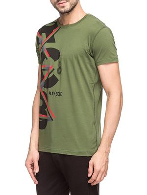 olive green cotton front print tshirt - 14471060 - Standard Image - 2