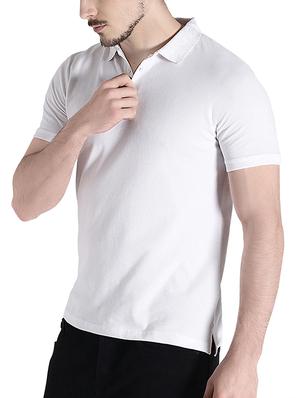 white solid collared t-shirt - 14471172 - Standard Image - 2
