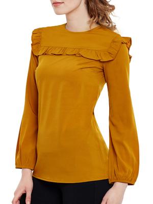 Mustard Yellow crepe regular top - 14471374 - Standard Image - 2